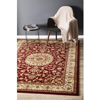Rug Culture Medallion Flooring Rugs Area Carpet Red with Ivory Border 290x200cm
