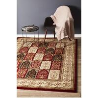 Traditional Panel Pattern Flooring Rug Area Carpet Burgundy 290X200cm