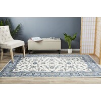 Rug Culture Classic Flooring Rugs Area Carpet White with Blue Border 400x300cm
