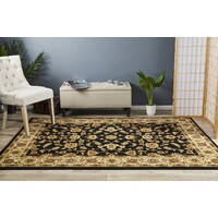 Rug Culture Classic Flooring Rugs Area Carpet Black with Ivory Border 290x200cm