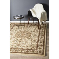Rug Culture Medallion Flooring Rugs Area Carpet Ivory with Ivory Border 400x300cm