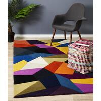 Rug Culture Eclectic Designer Wool Flooring Rugs Area Carpet Blue Rust Purple 225x155cm