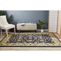Rug Culture Classic Flooring Rugs Area Carpet Blue with Ivory Border 400x300cm