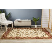 Rug Culture Classic Flooring Rugs Area Carpet Ivory with Burgundy Border 400x300cm