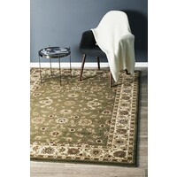Rug Culture Classic Runner Green with Ivory Border 400x80cm