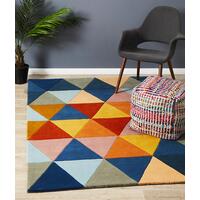Rug Culture Prism Designer Wool Flooring Rugs Area Carpet Rust Blue Navy 320x230cm