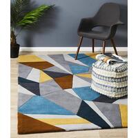 Rug Culture Laura Designer Wool Flooring Rugs Area Carpet Blue Yellow Grey 320x230cm