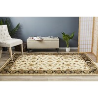 Rug Culture Classic Flooring Rugs Area Carpet Ivory with Black Border 330x240cm