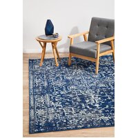 Contrast Navy Transitional Flooring Rug Area Carpet 330x240cm
