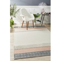 Rug Culture Esha Textured Woven Floor Area Rug White Peach  HUD-809-PEA-225X155cm