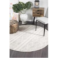 Rug Culture Salma White And Grey Tribal Round Floor Area Rugs OAS-450-GRY-200X200cm