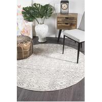 Rug Culture Ismail White Grey Rustic Round Floor Area Rugs OAS-456-GREY-200X200cm