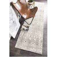 Rug Culture Ismail White Grey Rustic Runner Rug OAS-456-GREY-300X80cm