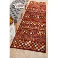 Rug Culture Mayfair Squares Rust Runner Rugs OXF-431-RUS-400X80cm
