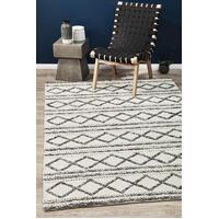 Rug Culture Milly Textured Woollen Floor Area Rugs White Grey  STUD-326-WHI-225X155cm