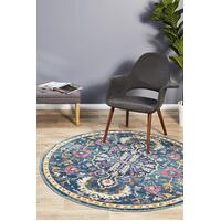 Rug Culture Babylon 209 Floor Area Carpeted Rug Modern Round Navy 240X240cm