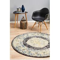 Rug Culture CENTURY 955 Floor Area Carpeted Rug Contemporary Round Charcoal 200X200cm