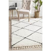 Rug Culture Saffron 22 Floor Area Carpeted Rug Shag Rectangle White 170X120cm