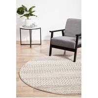 Rug Culture CHROME HARPER Floor Area Carpeted Rug Transitional Round Silver & Off White 150X150CM