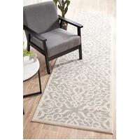 Rug Culture CHROME LYDIA Floor Area Carpeted Rug Contemporary Runner Silver & Off White 300X80CM