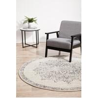 Rug Culture CHROME RITA Floor Area Carpeted Rug Transitional Round Silver & Off White 200X200CM