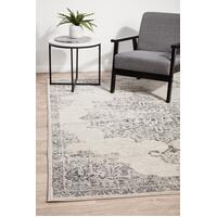 Rug Culture CHROME RITA Floor Area Carpeted Rug Transitional Rectangle Silver & Off White 290X200CM