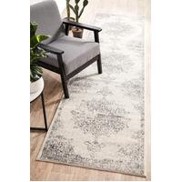 Rug Culture CHROME RITA Floor Area Carpeted Rug Transitional Runner Silver & Off White 400X80CM