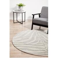 Rug Culture CHROME SAVANNAH Floor Area Carpeted Rug Modern Round Silver & Off White 240X240CM