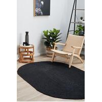 Rug Culture BONDI BLACK Floor Area Carpeted Rug Modern Oval Black 220X150CM