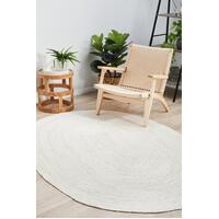 Rug Culture BONDI WHITE Floor Area Carpeted Rug Modern Oval White 220X150CM
