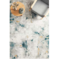 Rug Culture EMOTION Floor Area Carpeted Rug Modern Rectangle Sky, Turquoise, Yellow, Off White, Silver, Grey 330x240cm