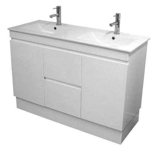Castano Bathroom Vanity 1200 Madrid Ensuite Single Bowl Gloss White MAD1200DKR