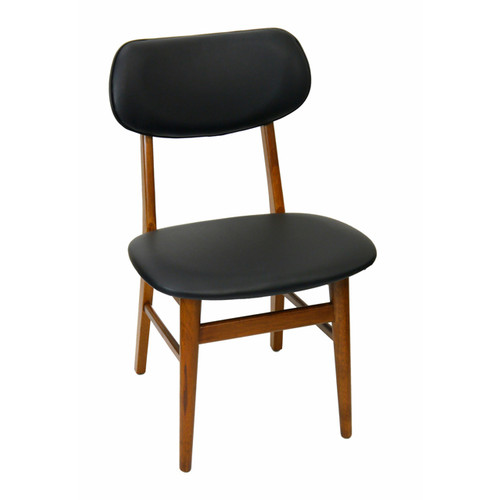 Gangnam Retro Timber Dining Chair Antique Maple with Black Vinyl Padded