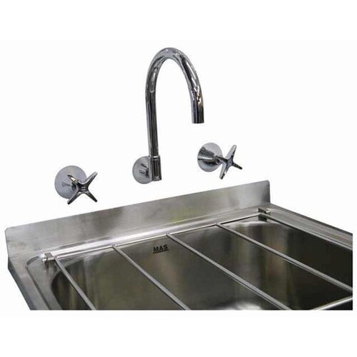 Cleaners Laundry Sink Stainless Steel Mop Trough with Brackets & Aspen Wall Sink Set