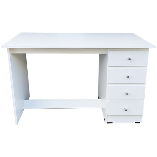 4 Drawers Writing Table Furniture, White Desk With File Cabinet Drawers In Nepal
